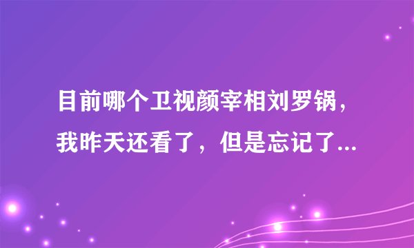 目前哪个卫视颜宰相刘罗锅，我昨天还看了，但是忘记了是哪个台演的？