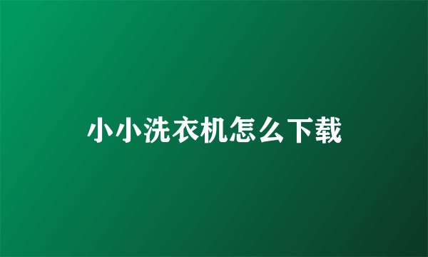 小小洗衣机怎么下载