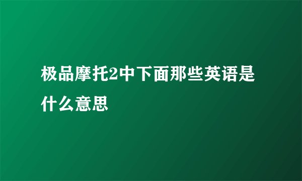 极品摩托2中下面那些英语是什么意思