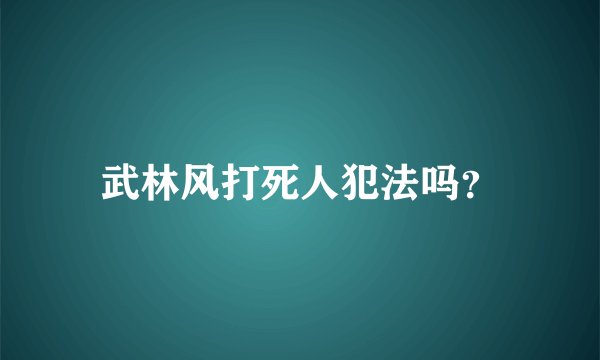 武林风打死人犯法吗？