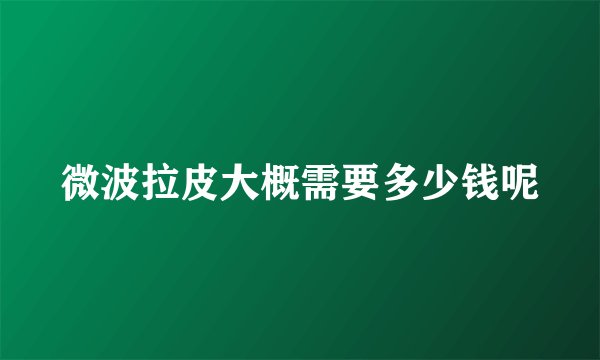 微波拉皮大概需要多少钱呢