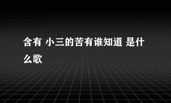 含有 小三的苦有谁知道 是什么歌