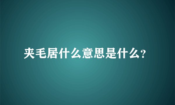 夹毛居什么意思是什么？