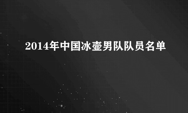 2014年中国冰壶男队队员名单
