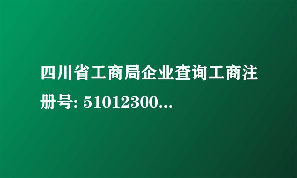 四川省工商局企业查询工商注册号: 510123000023001