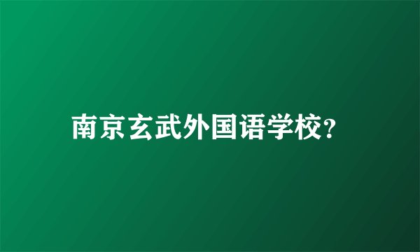 南京玄武外国语学校？
