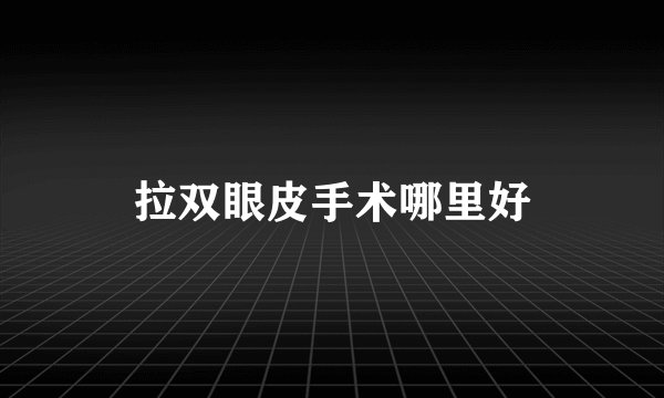 拉双眼皮手术哪里好