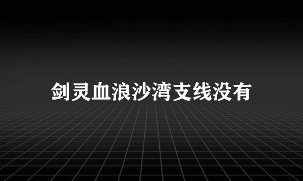 剑灵血浪沙湾支线没有